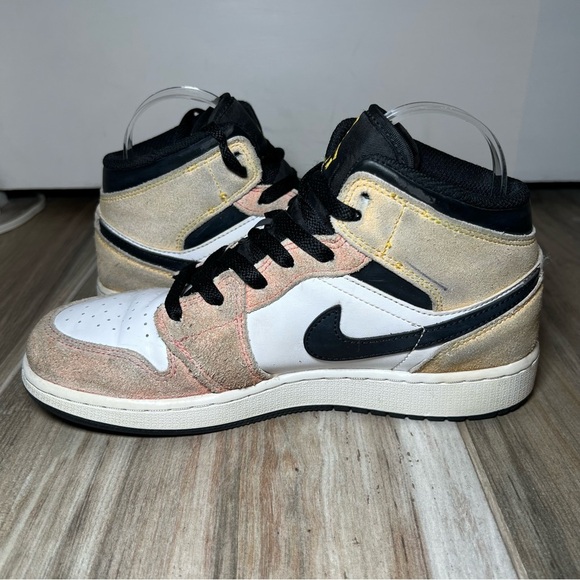 Nike Air Jordan 1 Mid SE GS Shoes ‘Flight Club’ Yellow & Orange Youth 6Y - Picture 7 of 10